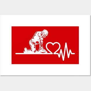 Football Player Praying Heartbeat Posters and Art